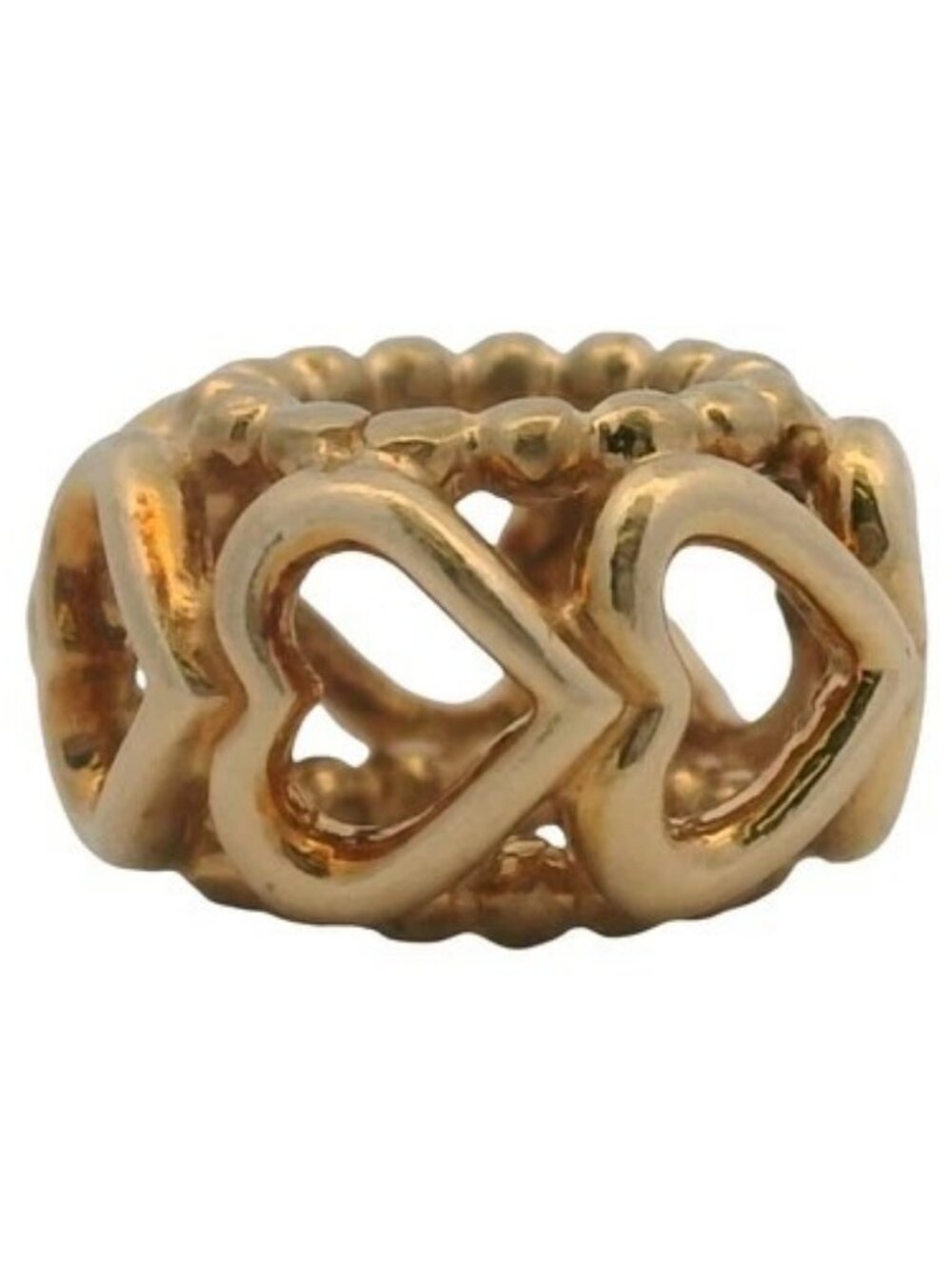 Pandora Retired Rare Solid 14kt Yellow Gold Lucky In Love Hearts Spacer Charm